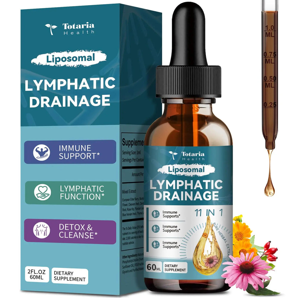 Totaria Liposomal Lymphatic Drainage Drops - 11 In 1 Organic Supplement with Burdock Root Echinacea Elderberry Calendula Cleavers Herb Dandelion Supports Lymphatic Health 2 FL.OZ Healthcare Natural - Specification: 3 bottles